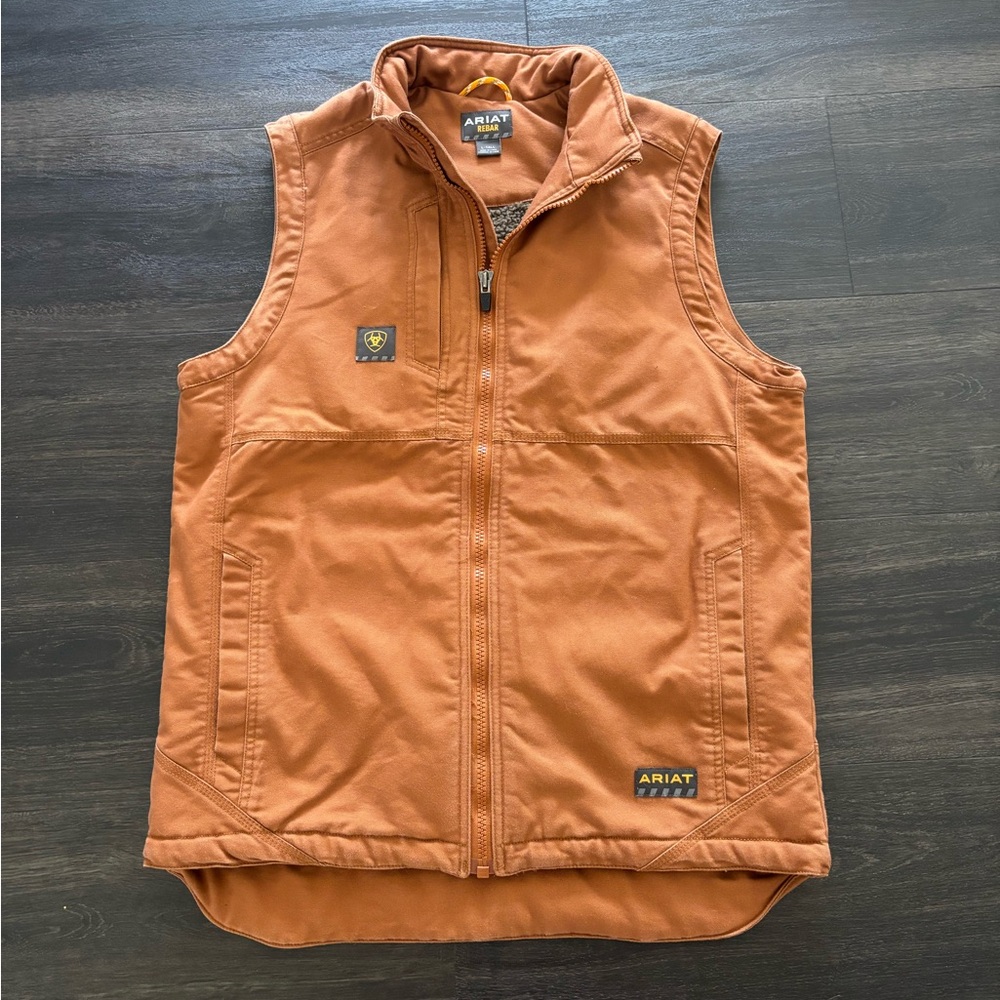 Ariat Rebar DuraCanvas Sherpa Lined Vest Men's LT Workwear Rugged Warm Utility